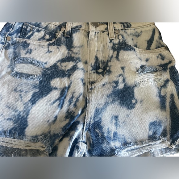 Nordstrom BP Denim Jean Shorts Cut Offs Size 26 Summer Bleach Tie Dye High Rise - Picture 3 of 5